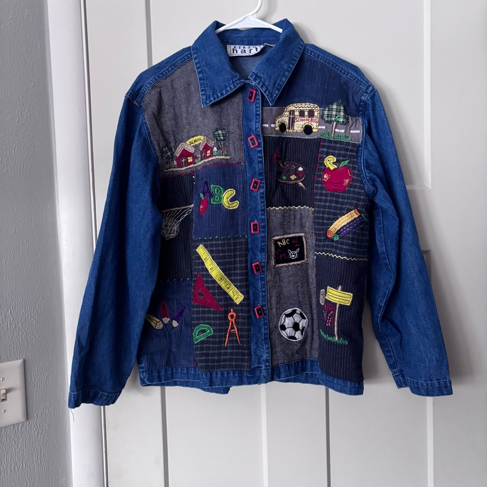 Vtg Teacher Patchwork Button Down Shirt - image 4